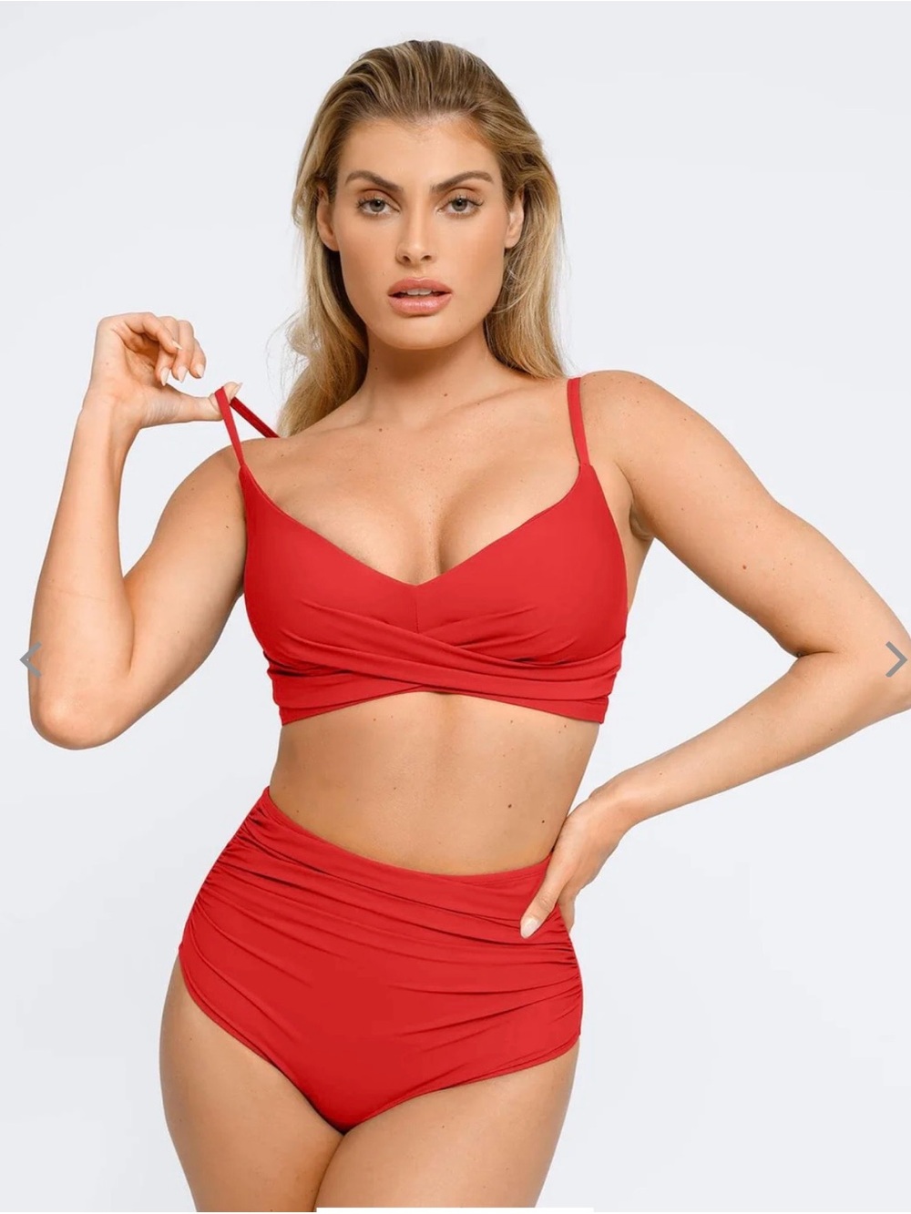 Supportive Red High-Waist Bikini Set Popilush size L NWT